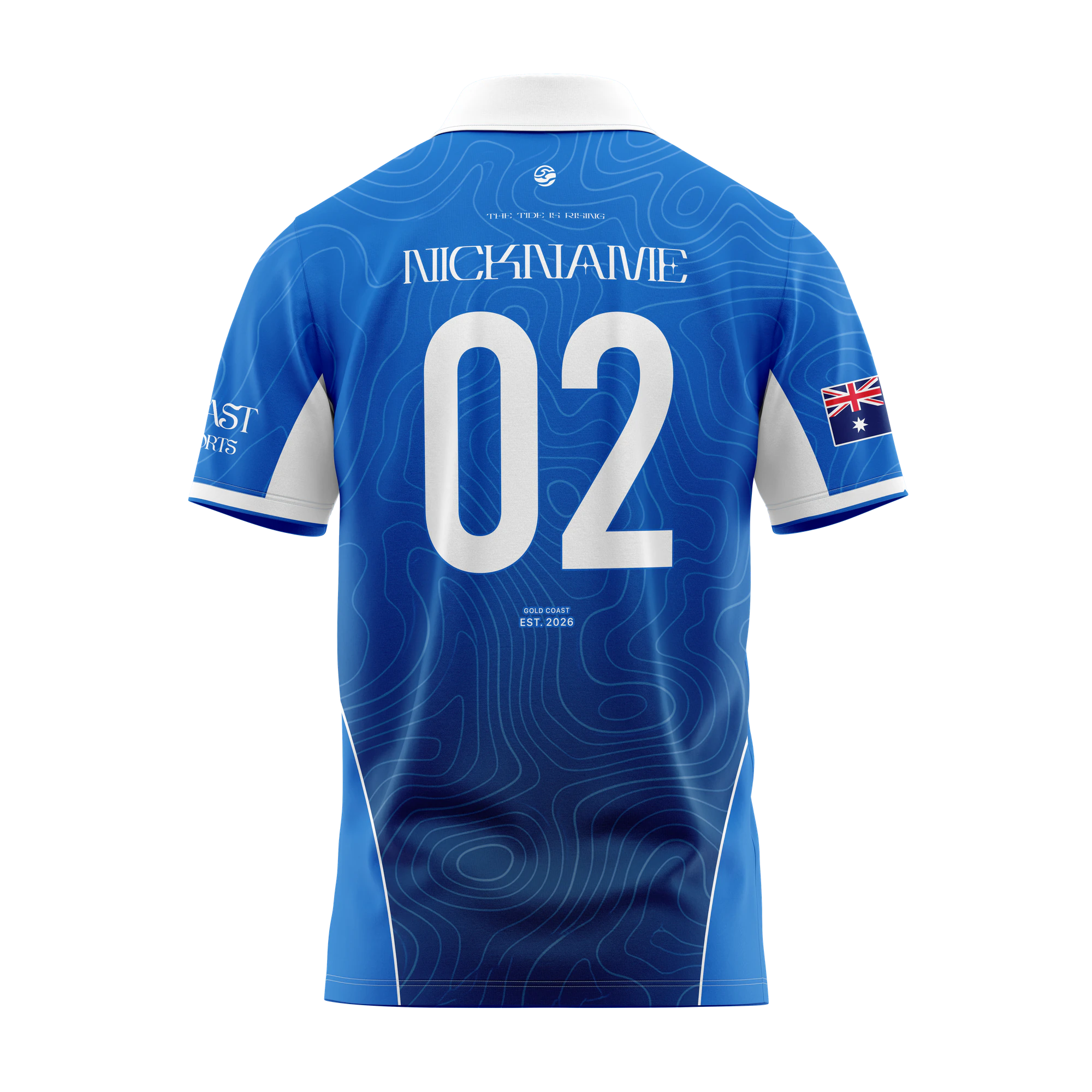 Back view of the blue Coast Pro Jersey
